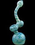 Bubble Lock Color Raked Sherlock Bubbler Pipe in Ocean Surf