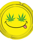 Fujima Leaf Smiley Face Glass Ashtray