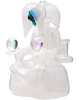 White Cloaked Voyager Dab Rig with alien face on a white background