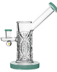 Crystal Engraved Straight Chamber Dab Rig Tiffany Blue Color