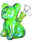 Green Cute French Bulldog Glass Bong