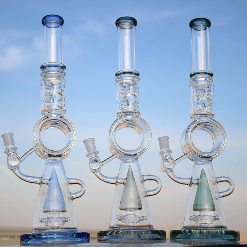 18.5&quot; Recycler Style Donut Percolator Glass Water Pipe