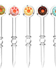 5PC SET - Glass Donut Dabber w/ Carb Cap - 6" / Assorted Colors