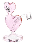 Double Heart Mini Glass Dab Rig in pink