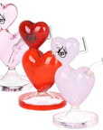 Double Heart Mini Glass Dab Rig 6.5 Inch