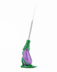 Side view of Empire Glassworks Eggplant Wax Dab Tool highlighting borosilicate glass eggplant handle and metal dabber