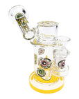 Glass Sidecar Bong with Showerhead Perc in Yellow