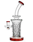 Flared Helix Carved Glass Dab Rig in red