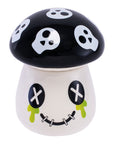 Fujima Mushroom Skull Ceramic Stash Jar with pop top lid and colorful mushroom design