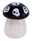 Back view of Mushroom Skull Ceramic Stash Jar