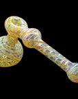 Left side view of caramel Full Rake Fumed Hammer Pipe Bubbler