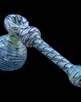 Back view of cobalt blue Full Rake Fumed Hammer Pipe Bubbler