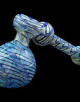 Left side view of cobalt blue Full Rake Fumed Hammer Pipe Bubbler