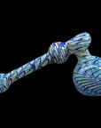 Right side view of cobalt blue Full Rake Fumed Hammer Pipe Bubbler