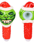 Grinch Spoon Pipe back view showing sculpted 3D enamel resin details