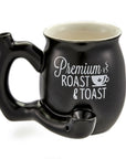 ROAST & TOAST PIPE MUG = MATTE BLACK WITH WHITE PRINT