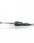 Hand-Blown Swirl Tide Dab Tool in Dark Green with Round Tip and Glass Handle