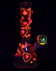 Hearts Beaker Bong - Glow-in-the-Dark Effect
