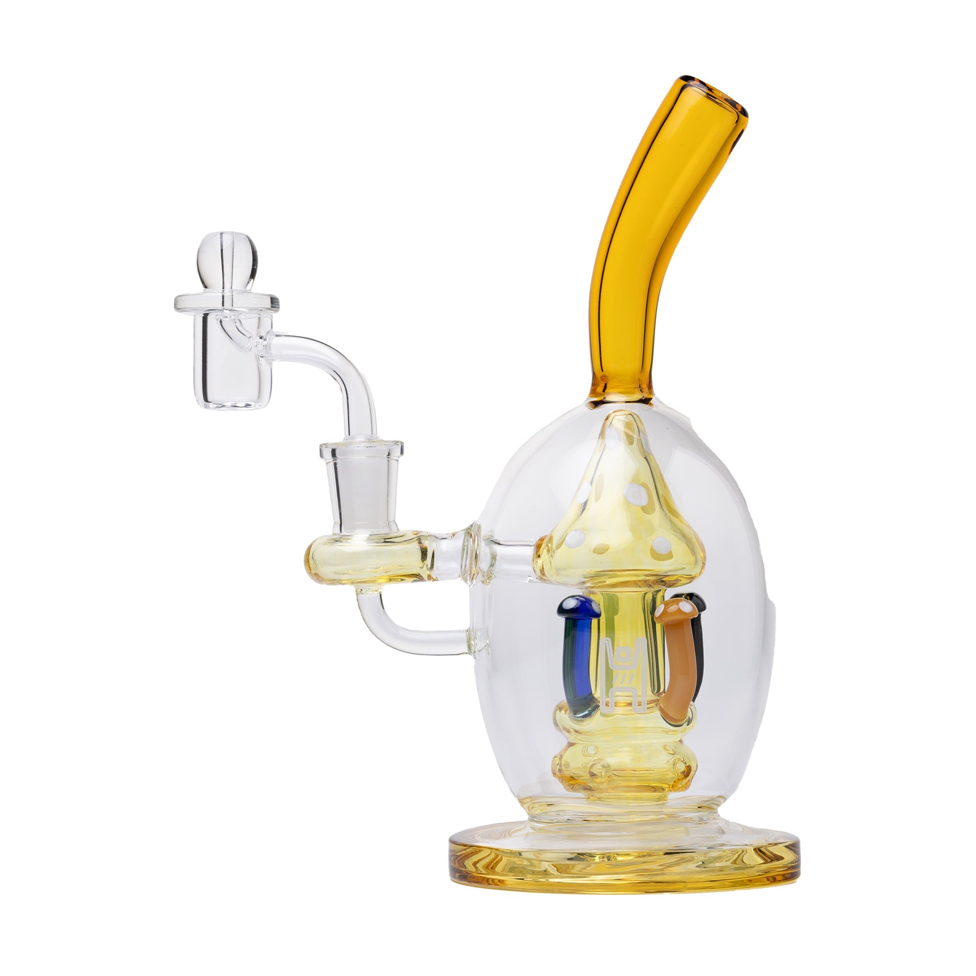Human Grade Mushroom Globe Dab Rig – 14mm Quartz Bucket & Carb Cap