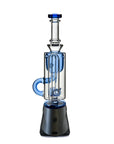 Klein Recycler Puffco Peak Glass Seed of Life Perc with blue accents on a white background