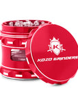 Red grinder with 'Kozo Grinders' logo on a white background