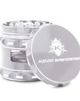 Silver grinder with 'Kozo Grinders' logo on a white background