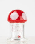 Front view of Mushroom Spinner Cap on quartz banger