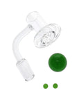 Quartz Domeless Terp Slurper Banger with Marble & Pearls in green color