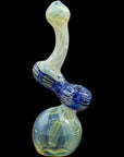Rake Bubb Fumed Sherlock Bubbler in Cobalt Blue – side view