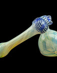 Right side view of Cobalt Blue Raked Sidecar Bubbler with water cooling sidecar design