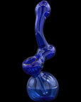 Left side view of cobalt blue Sherbub Glass Sherlock Bubbler