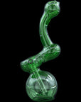 Left side view of emerald green Sherbub Glass Sherlock Bubbler highlighting smooth finish
