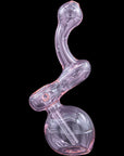 Left side of translucent pink Sherbub Glass Sherlock Bubbler