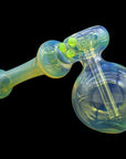 Close-up view of Green Slime Silver Fumed Glass Hammer Bubbler showing bowl
