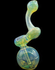 Close-up detail of Silver Sherlock Fumed Sherlock Pipe Bubbler in Green Slime