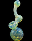 Left side view of Silver Sherlock Fumed Sherlock Pipe Bubbler in Green Slime