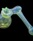 Left side view of Silver Sidecar Fumed Hammer Pipe in Green Slime