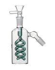 Spiral Perc Ash Catcher in lake green color, 45-degree view