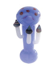 Blue Toadstool Mushroom Hand Pipe with sculpted mushroom details and rounded bowl