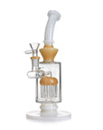 White Tree Perc Bent Neck Bong with dual-chamber design