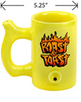 YELLOW ROAST & TOAST PIPE MUG WITH FLAME DESIGN