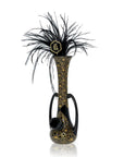 Front view of Vamp Vase Bong in black porcelain with gold pattern