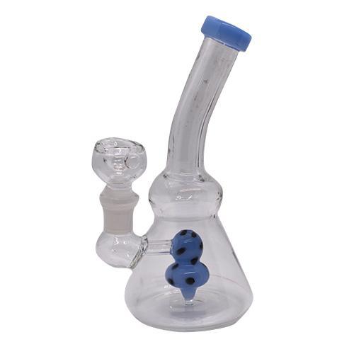 6" Bent Neck Dotted Glass Bubbler - INHALCO