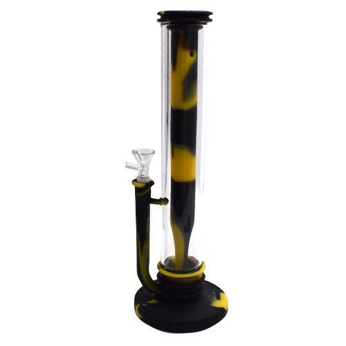 14&quot; Straight Tube Glass Silicone Hybrid Bong - INHALCO