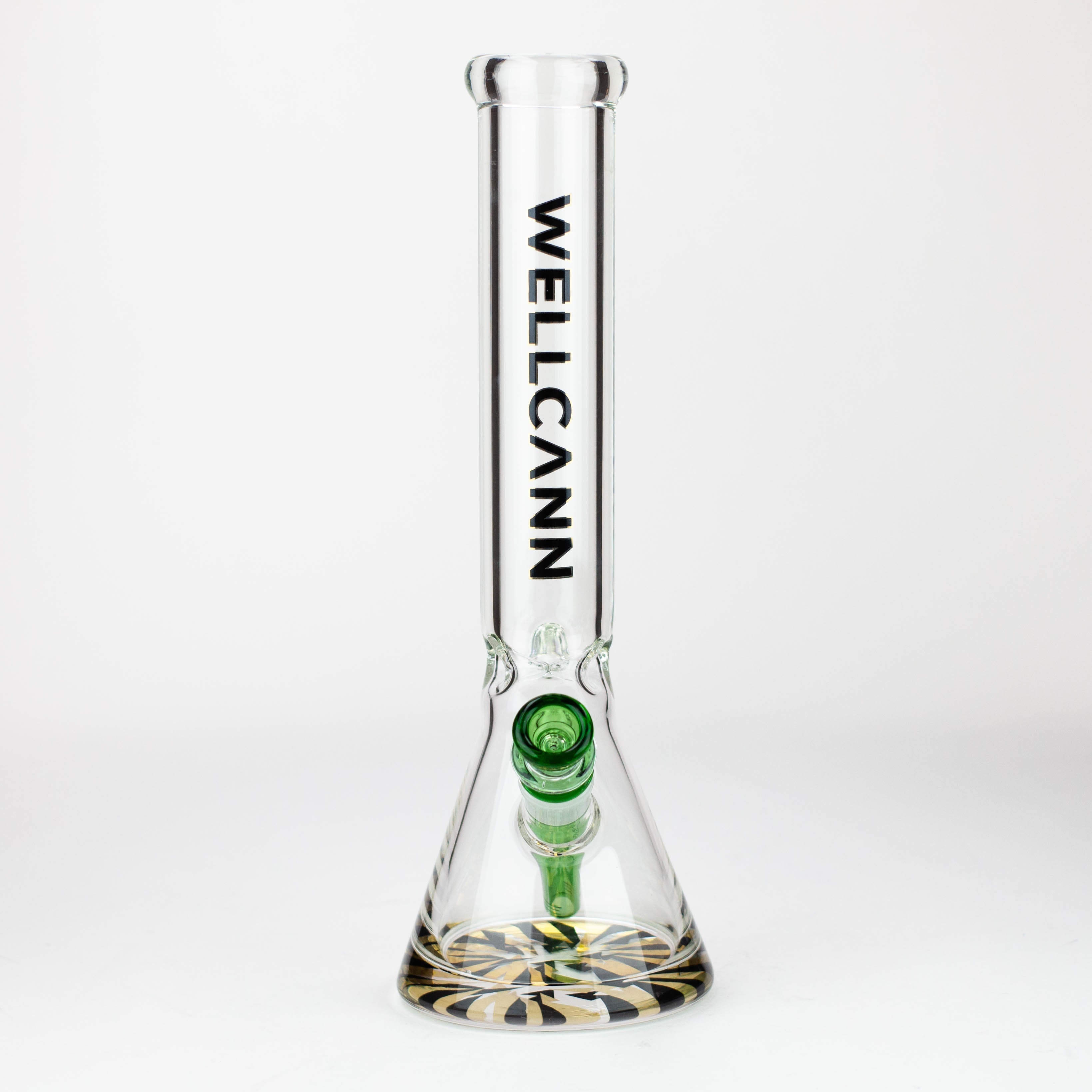 WellCann | 14" 7mm Beaker Bong with Thick Decal Base - Black x Green v2_2