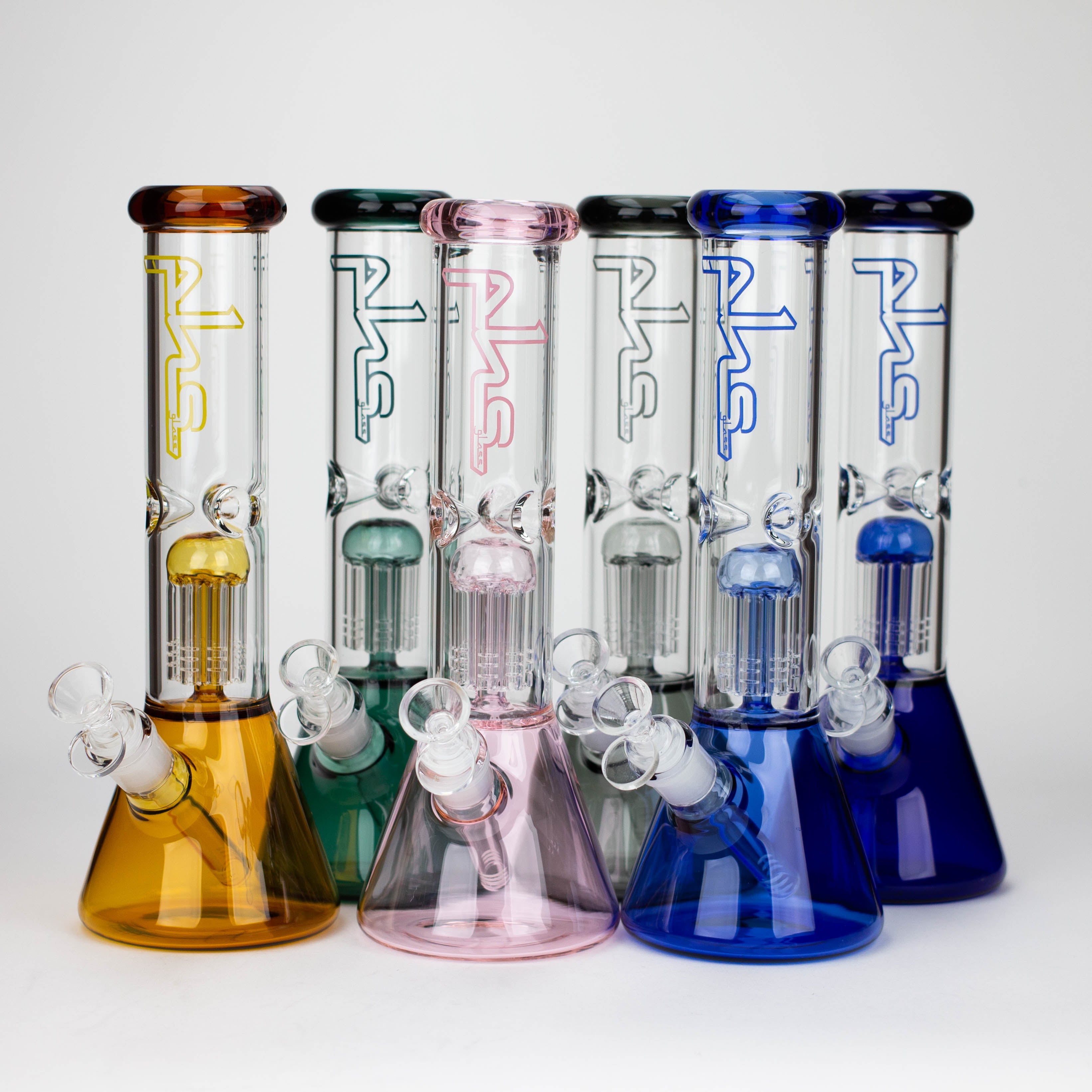 12" Glass beaker color Bong with perc_0