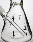 17" infyniti glass cross symbol printed beaker water bong