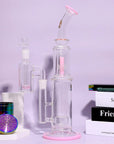 Bent Neck Double Perc Stemless Glass Bong - INHALCO