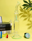 Bent Neck Double Perc Stemless Glass Bong - INHALCO
