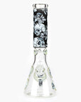 Graphic w/ Cubic Zirconia Decor Glass Beaker Bong 7mm
